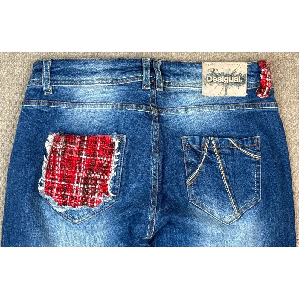 Desigual Rainbow The Pun Slim Pit Women‎ Jeans Size 28 (Actual 28x32)